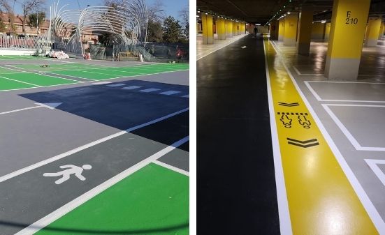 pasillos peatonales para parkings